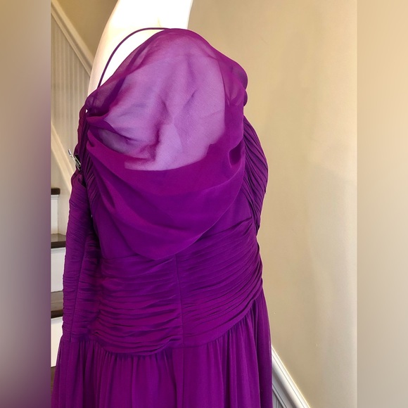 RALPH LAUREN Violet Maxi Dress w Criss Cross Draping Sheer Sleeves & Straps NWT - Picture 7 of 12